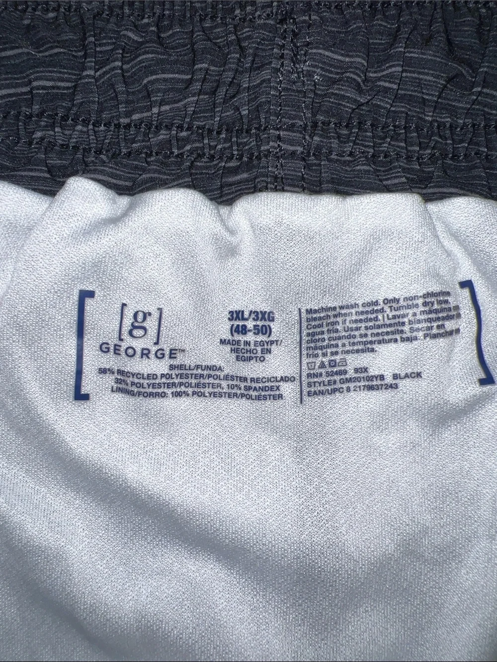 George 3XL Men's Grey Gradient Stripe Swim Board Shorts